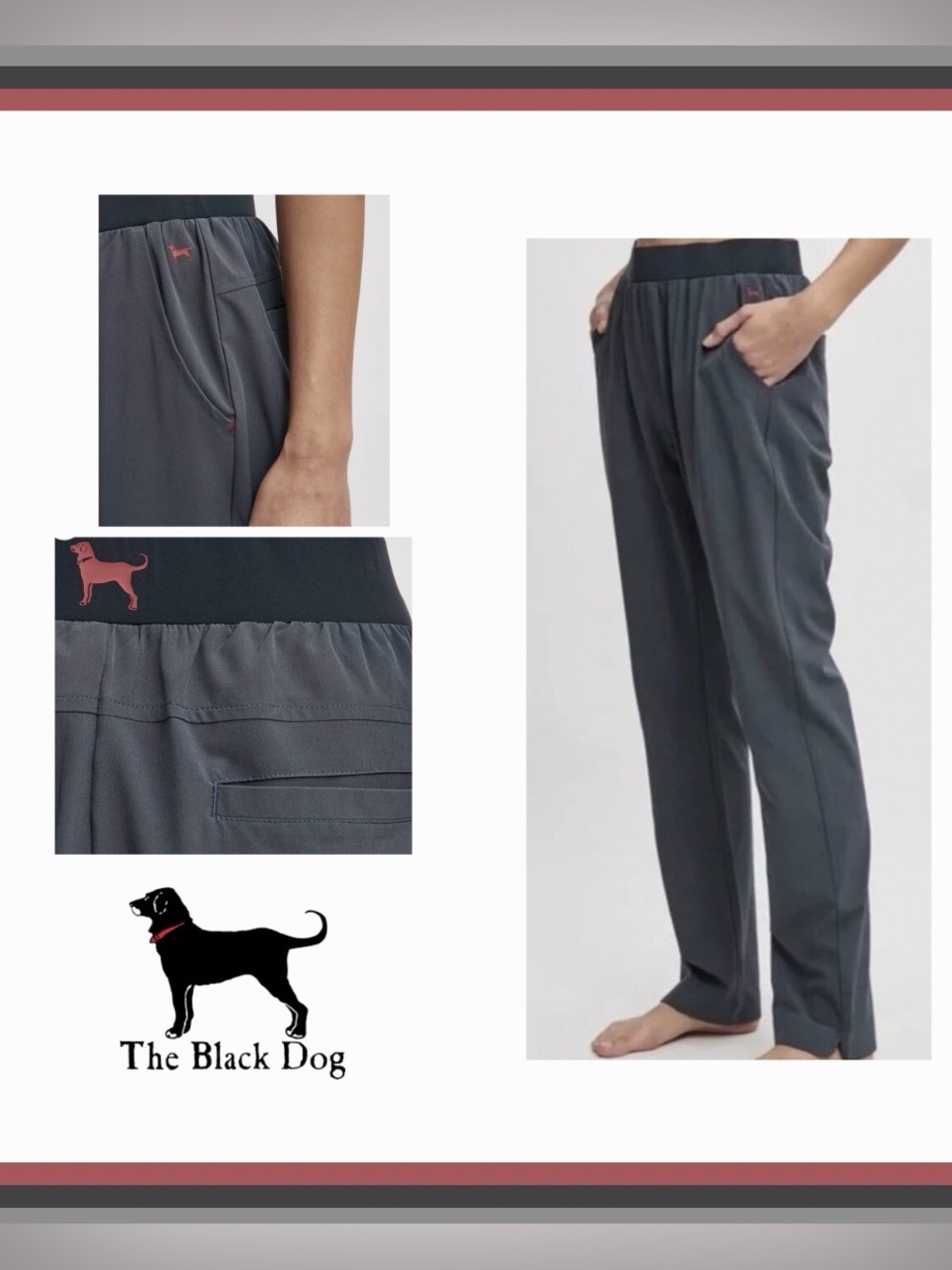 NWT The Black Dog Gray Track Tech Pants in Deep Blue Stone Size M